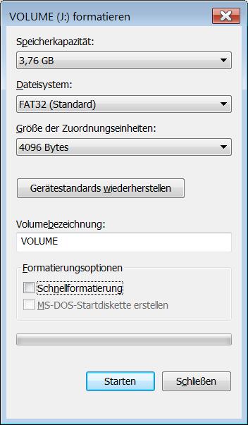 Datensicherung BackUp erstellen Schritt Beschreibung Beispiel 1 Es wird ein FAT32 formatierter USB-Stick benötigt.