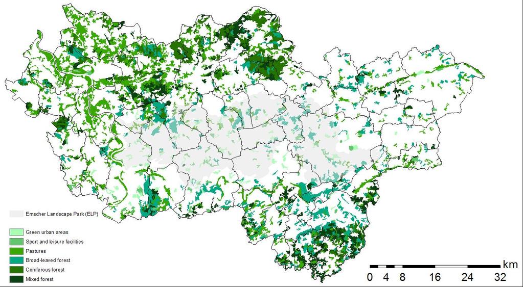 4. GIS-Analyse Abb. 4 GIS-Raumanalyse (CORINE Land Cover ) für die Modelregion.