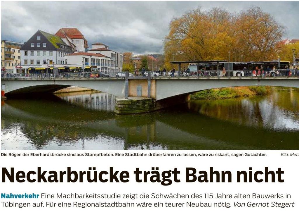 Notwendiger Ersatz der Neckarbrücke Schwäbisches Tagblatt, 18.11.