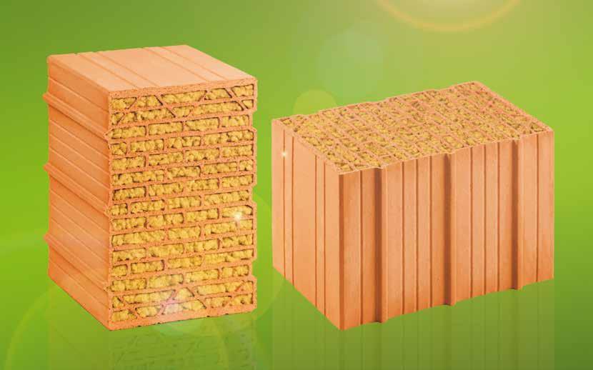 DÄMMSTOFF- FÜLLUNG AUS SORTENREINEN HOLZFASERN Das Beste aus Ziegel und Holz UNIPOR SILVACOR ist der neue Mauerziegel mit integriertem Dämmstoff aus 100 Prozent nachwachsenden Rohstoffen.