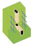 Bänder Typ RB Wand / Wand Wasserdichtung zwischen Betonieretappen einer Wand mit drahtgitterverstärkten Fugenbändern zu deren Versteifung RB Die Bänder 20/70 RB oder 20/120 RB werden in die Schalung