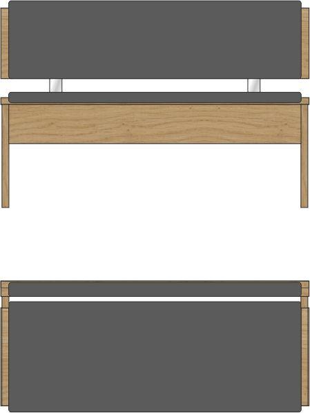 1 Einlegeplatte (Breite 60 cm) Couchtisch mit Holzboden Bank mit Rückenlehne