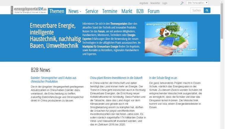 Energieportal24 Portal für Energie, Umwelt und Bauen Factsheet Energieportal24 energieportal24.de Energieportal24.de ist seit 2001 das Fachportal für Erneuerbare Energien im Internet.