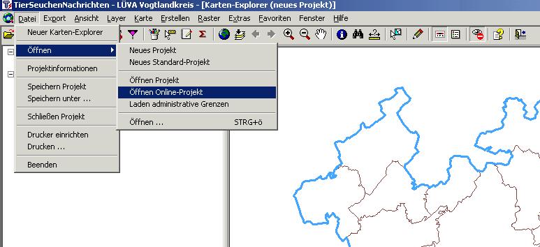 In TSN wechseln, im Kartenexplorer das Projekt öffnen, in welches die kez-datei