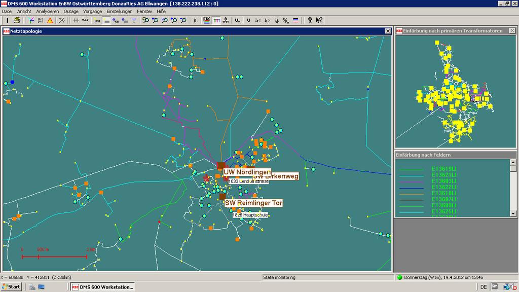 Modellierung und Darstellung des EnBW ODR-Netzes UW Nördlingen im Projekt RiesLing Quelle: