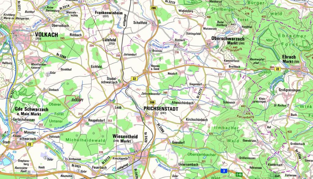 2. Allgemeine Angaben zum Plangebiet 2.1 Lage im Raum und überörtliche Verkehrsanbindung Kirchschönbach ist ein Stadtteil der Stadt Prichsenstadt.