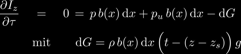 4.2.1.4 Stationäre Impulsbilanz für reibungsfreie Gerinneströmungen 4.2.1-12 Bilanz am Volumenelement in z-richtung *) Der Druck nimmt also linear mit der Tiefe zu.