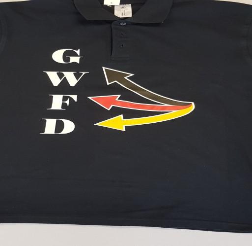 4XL Sweatjacke mit GWFD-Logo und Armdruck, dunkelblau, Rückansicht,