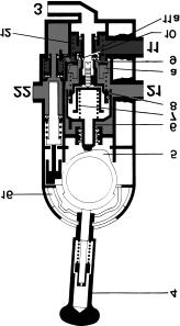 Handbremsventile Wirkungsweise des Handbremsventils 961 722 a. Fahrtstellung Die vom Luftbehälter (Kreis III) kommende Druckluft gelangt über den Anschluss (11) in den Raum (b).