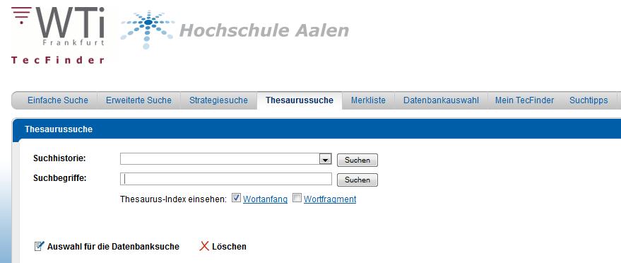 (2) Suchbegriffe finden Hilfe von Thesaurus (TEMA) Stichwort = ein Wort aus dem Titel oder aus anderen