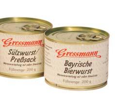 12 % Fett, ca. 1,0 kg 4,0 kg im Glas (Twist off) ganzjährig lieferbar 52 Geflügel-Jagdwurst, Ø 60 mm, 10 % Fett, ca.