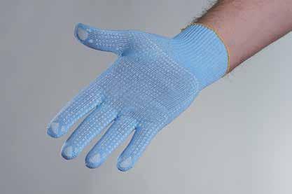 50208 SPECTRA SPECTRA Leichter Strickgewebe-Handschuh, schnittfest, PVC-beschichtet. Farbe: hellblau mit Noppen. Rutschfest, durchsichtig auf Handfläche.
