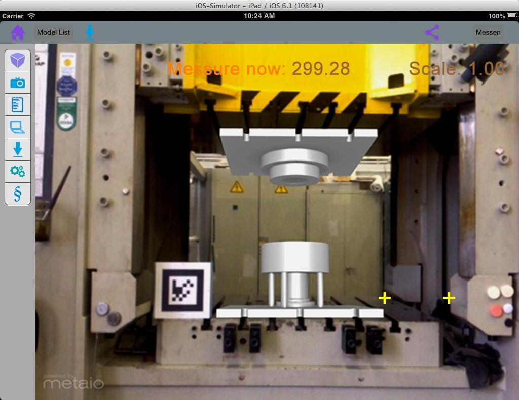 In Bild 7 wird eine Einbauuntersuchung mit einem virtuellen Werkzeug vor einer realen Umformpresse durchgeführt.