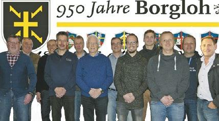 Zum Organisationsteam 950 Jahre Borgloh e.v. gehören: Hintere Reihe von links: Ludger Spiegelburg, Ulrich Rüter, Martin Westermeyer, Helmut Uthoff, Henrik Meyer zu Allendorf und Olli Meyer.