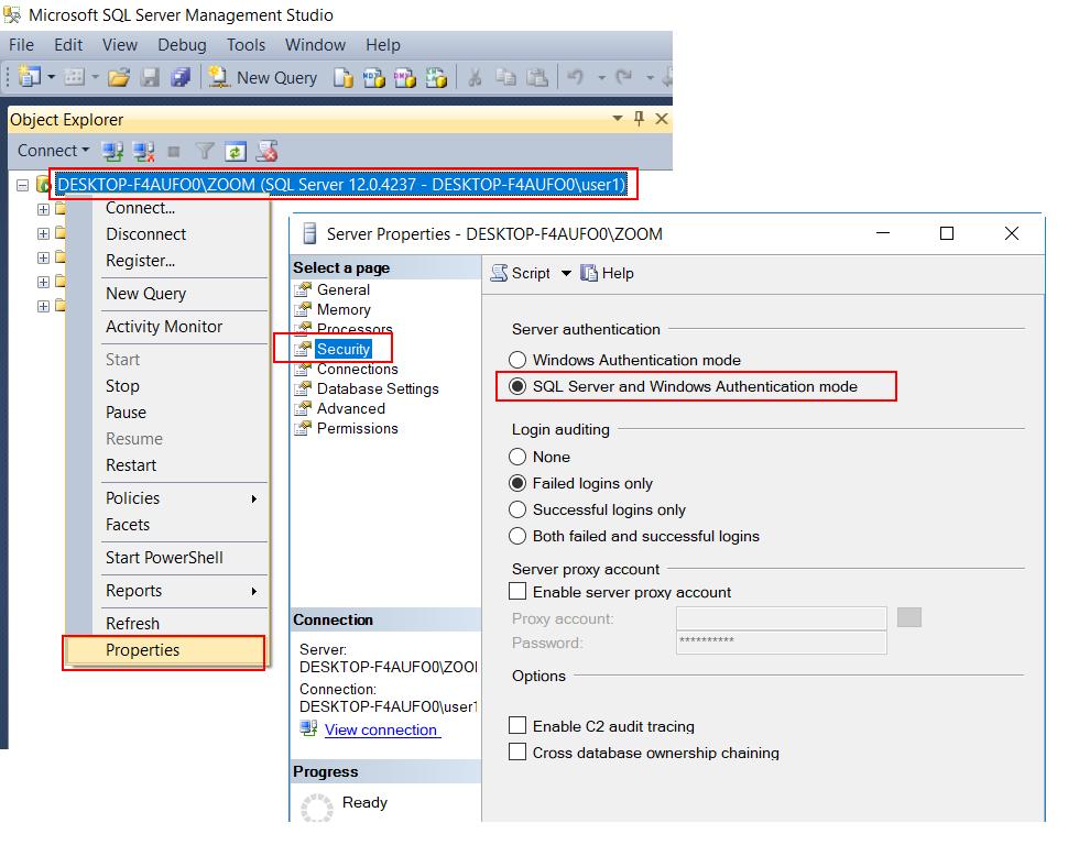 sa SQL User Berechtigung setzen bizsoft