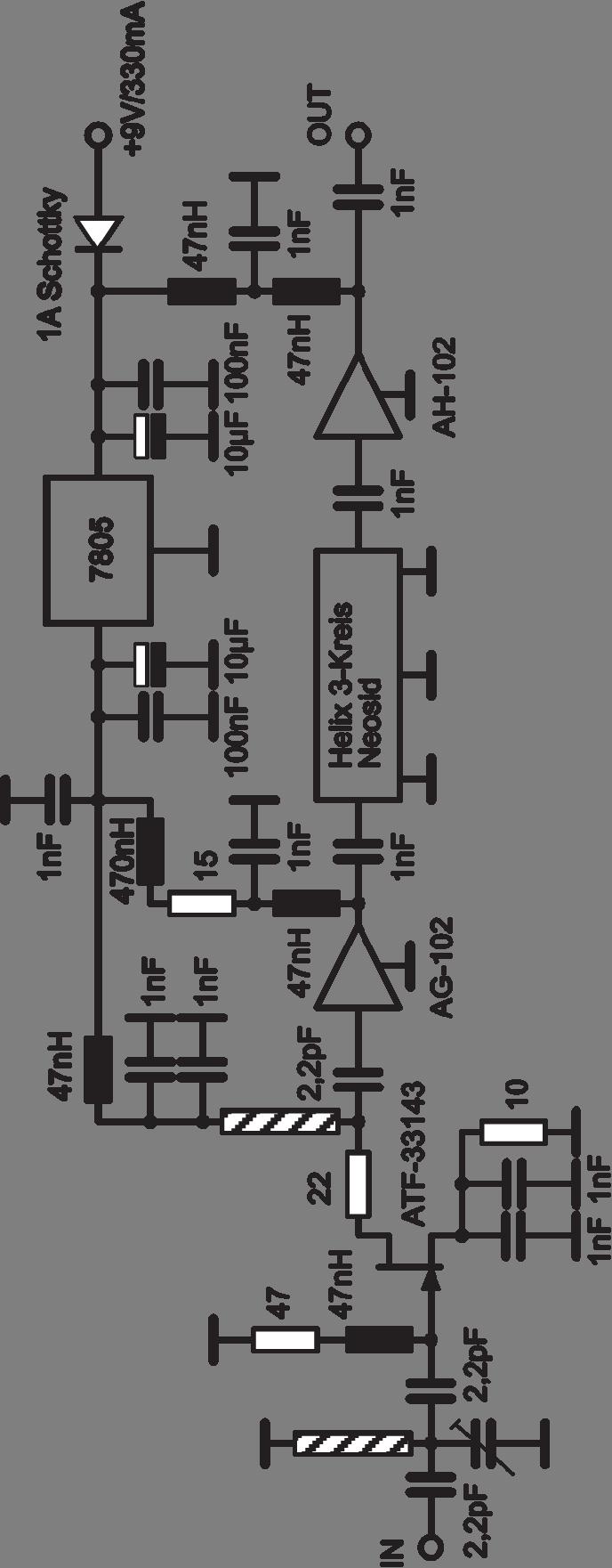 Schaltbild Vorverstärker ATF 33143 F = 0,5