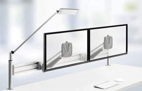 Kombinationen NOVUS Toolbar Duo (mit 2x SW Clu) NEU Das komfortable Organisationstalent für den Arbeitsplatz mit Bildschirmen und Beleuchtung Höhe der Säulen: 250 mm Tischbefestigung mit Systemzwinge
