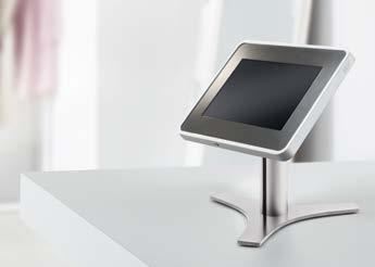 Tabletlösungen NOVUS DeskStand 200 Tischstandfuß für NOVUS TabletSafe Hochwertig eloxierte Aluminiumsäule mit innenliegender Kabelführung und Bürsten, die ein
