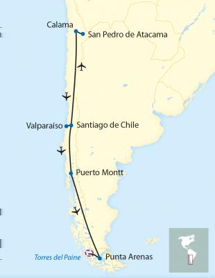 Lateinamerika Chile Von der Atacama-Wüste bis nach Patagonien 14-tägige Erlebnisreise in kleiner Gruppe durch das facettenreiche Chile Reiseübersicht Extrem vielseitig und gegensätzlich präsentiert