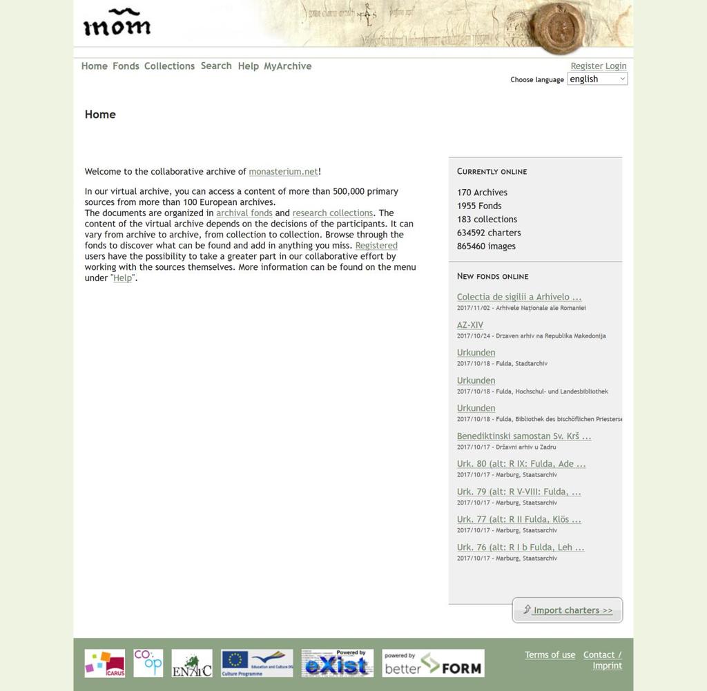 Monasterium.net Existiert seit 2002 170 Archive 634.