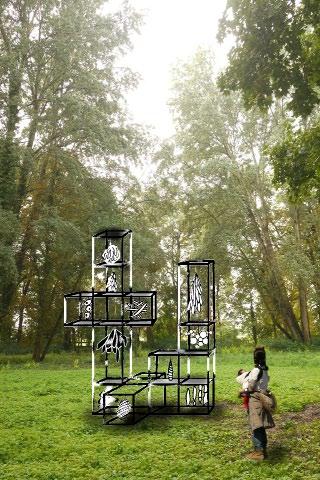 Land Art Schlosspark Wagenitz Entwurf für Cosmos (Visualisierung) in einer Lichtung der Parkanlage im