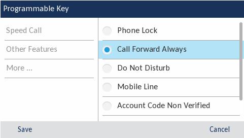 Mitel MiVoice 6930 IP Phone Benutzerhandbuch Anrufe immer weiterleiten Wenn Sie eine Taste mit der Funktion Anrufe immer weiterleiten programmieren, können Sie schnell und einfach die Weiterleitung