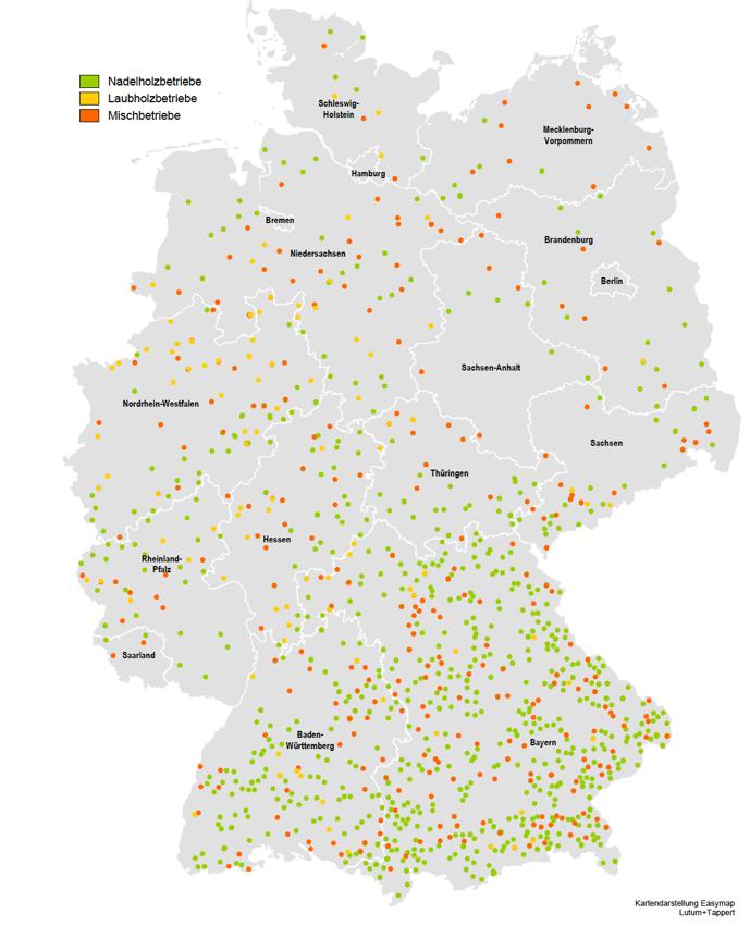 1. Einführung Verteilung Sägeindustrie DeSH-Mitglieder: bundesweit rd. 540 Betriebe mit rd. 13.500 Mitarbeitern, ca. 80% des deutschen Gesamteinschnittes rd.