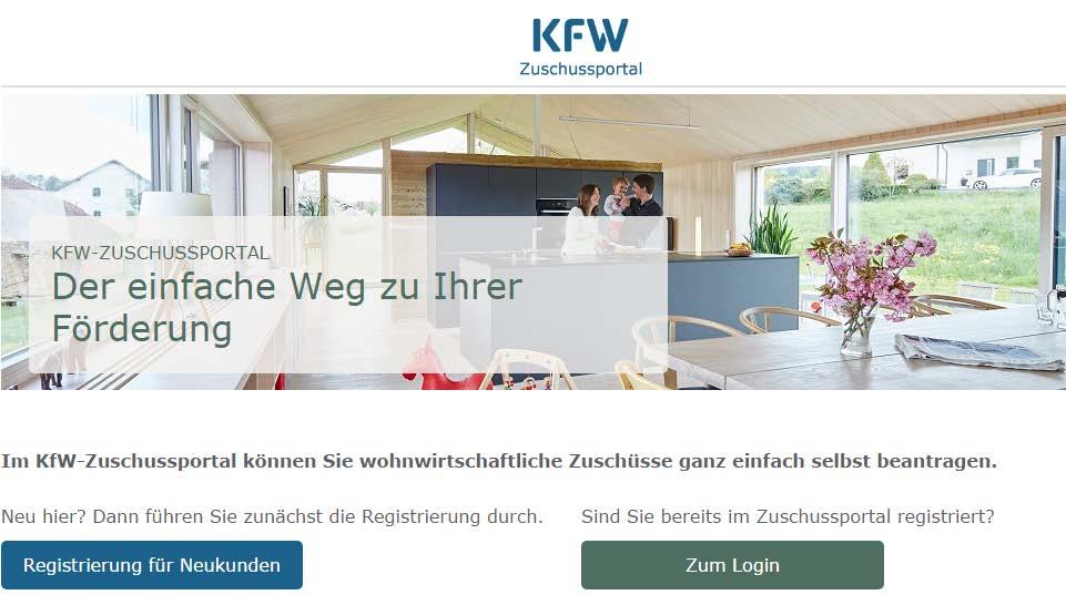 KFW-Zuschussportal. Ein neues Fenster öffnet sich automatisch.