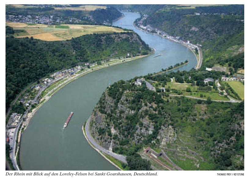2. Geomorphologie des Rheins Material: Rhein und Loreley-Felsen (unterhalb Bildmitte) Quelle: NZZ,