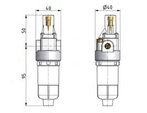 Nebelöler - Mini- und Standard-Baureihe G 1/8 - G 2 Werkstoffe: Körper: Zink Druckguss Z410, Ölvorratsbehälter: Polycarbonat Temperaturbereich: bis max.