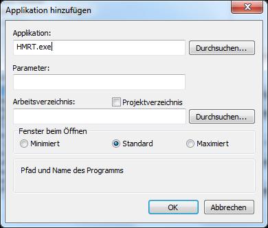 8 Fertigstellung 3. Geben Sie im Textfeld Applikation: HMRT.