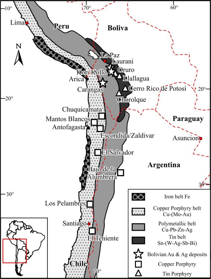 16 2.2 Metallogenetische Gürtel der zentralen Anden Die mesozoische bis känozoische Entwicklung der zentralen Anden ist dominiert von der Bildung eines magmatischen Bogens, der bis heute aktiv ist.