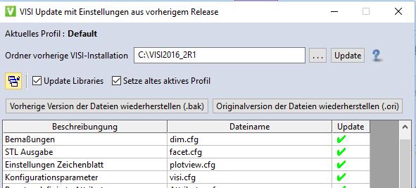 Mit der Option [Wähle alle] lassen sich alle Einträge markieren oder aufheben.