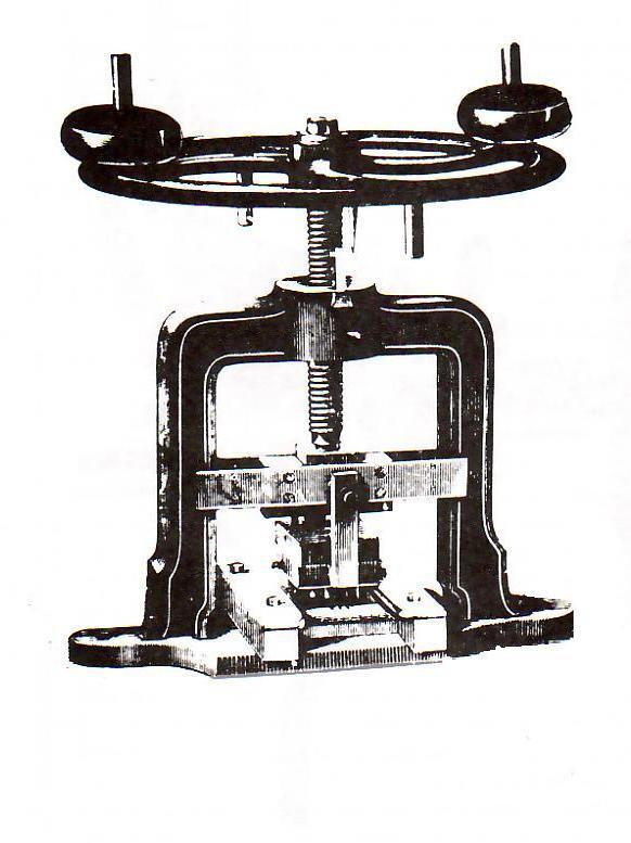 Gerätschaften diesen Typs lassen sich direkt auf BROCKENDONs Erfindung zurückführen. Sie kamen ohne aufwendige Mechanik aus; die Handhabung war einfach a- ber umständlich.