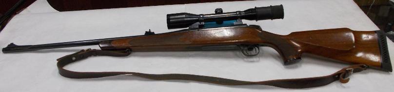 7x64 Half-stock, german trigger, EAW pivot-mount with scope Habicht, 6x42/7A, fine gun of utility, barrel length: 60 cm, total length: 113 cm, weight: 3,90 kg Preis/Price: 750,- R 18/8