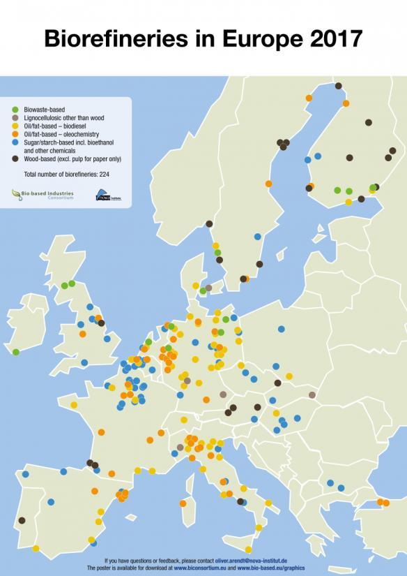 27 November 2017 Map of 224 European biorefineries published by BIC and nova-institute Biorefineries are the heart of the bioeconomy.