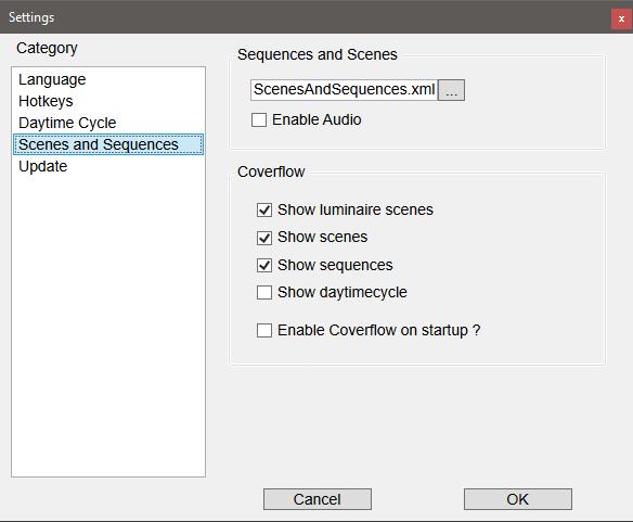 Choose the active XML file which is used for scenes and sequences.