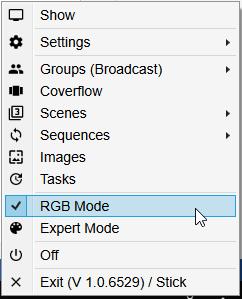 5.5. RGB mode Click on <<RGB mode>> command in the menu to select RGB mode. A check mark appears instead of the icon to indicate that RGB mode has been selected.
