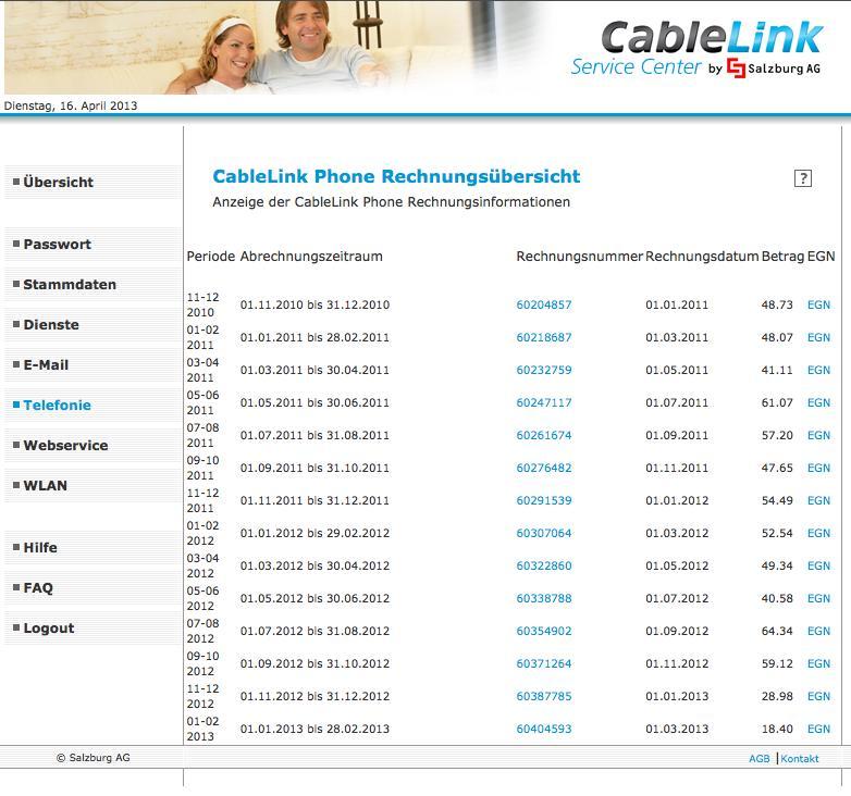 Beispiel: Salzburg AG Portalintegration über Schnittstellen Angebotene Services - POTS Line (Cable MTA) - ISDN (1..8 BRI, 1.