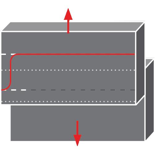 lange Klebefugen = Klebebanddicke ca 1/3 der