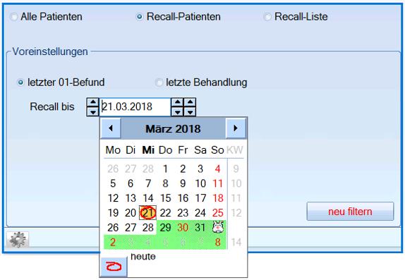 . Arbeiten mit dem Allgemeinen Recall Seite 8/.. Recall durchführen, so geht s Alle Voreinstellungen sind gesetzt, Ihre Patienten mit dem Häkchen versehen? Dann kann es jetzt losgehen.