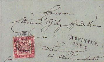Mi. Nr. 16 Übersicht VERWENDUNG ALS Tarif für einen einfachen Brief ab 1.10.1862. Bis zum 30.9.