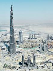 Construction of the Burj Khalifa Tower, Dubai, aus der