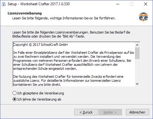 Anschließend geht es je nach Betriebssystem wie folgt weiter: Microsoft Windows Nach dem Starten der Installation wirst du nach der Sprache gefragt, in welcher du den Worksheet Crafter bedienen