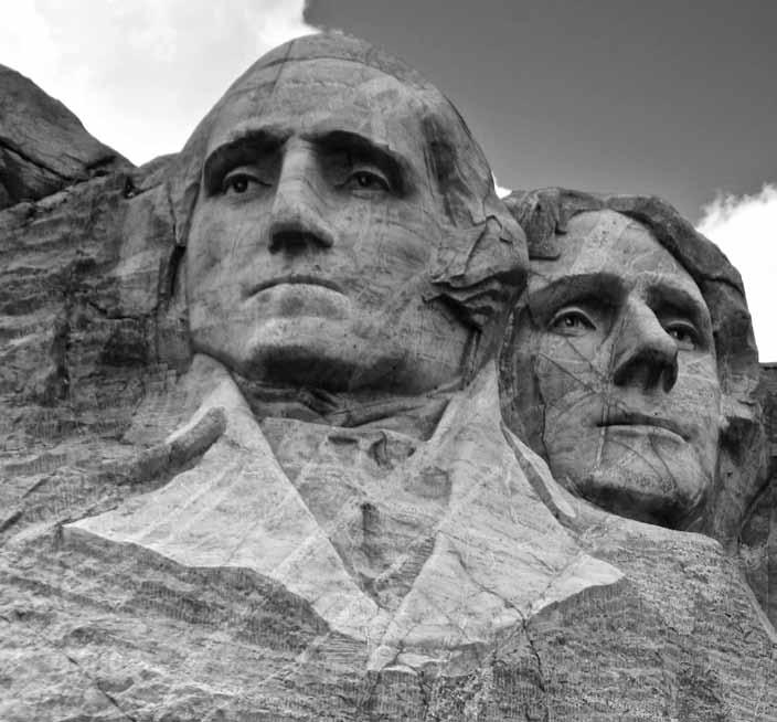 Thomas Jefferson und George Washington in Überlebensgröße: Am Mount Rushmore National Monumental sind die beiden US-Präsidenten in Stein gehauen.
