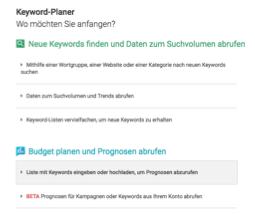 Google Keyword-Planer Keyword-Recherche