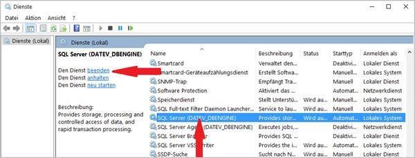 SQL-Server beenden Melden Sie sich als Administrator an. Öffnen Sie die Diensteverwaltung im Ausführen-Dialog (Tastenkombination Windows services.msc.