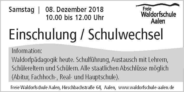 Ranzenpost Schulmitteilungen 23.11.2018 Nr. 652 Hirschbachstraße 64, 73431 Aalen Tel. 07361/52655-0, Fax 07361/52655-11 www.