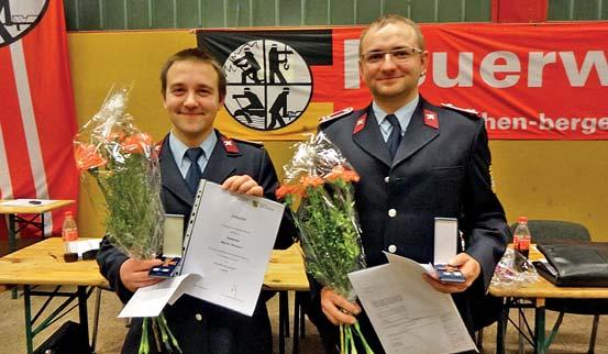 Die Ehrung für 20 Jahre ehrenamtlichen Dienst in der Feuerwehr konnten Ingolf Schäffner aus Böhrigen, Dietmar Seibold aus