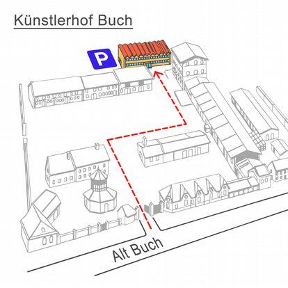 auf B2n (Richtung Dresden), rechts auf B2, links auf Bucher Chaussee, weiter